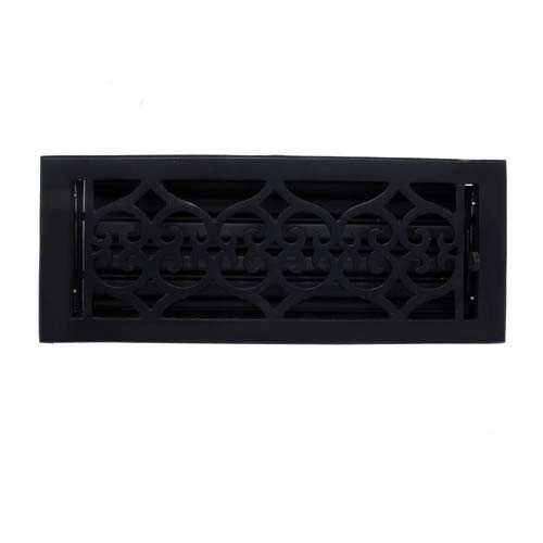 "Flower" Iron Wall Register with Louver - 4" x 12" (5-1/2" x 13-1/2" Overall)